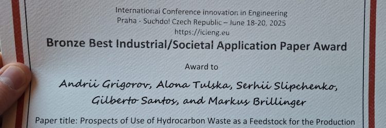 Bronze Award at ICIE International Conference Innovation in Engineering